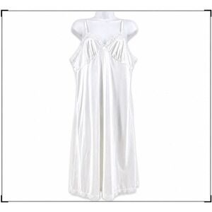 Vintage Deena White Slip Dress Lace Trim Size 40 (US 8-10) Lingerie USA Made